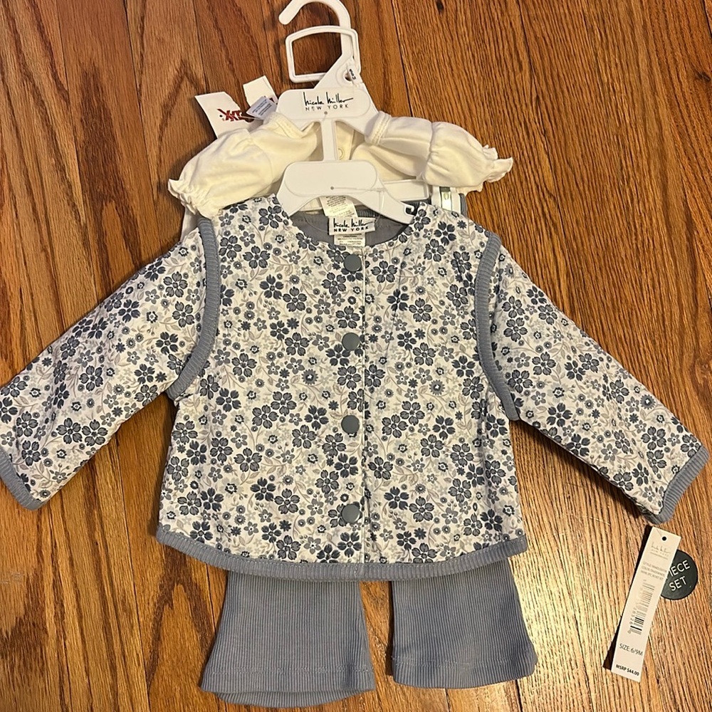 Baby set - blue floral